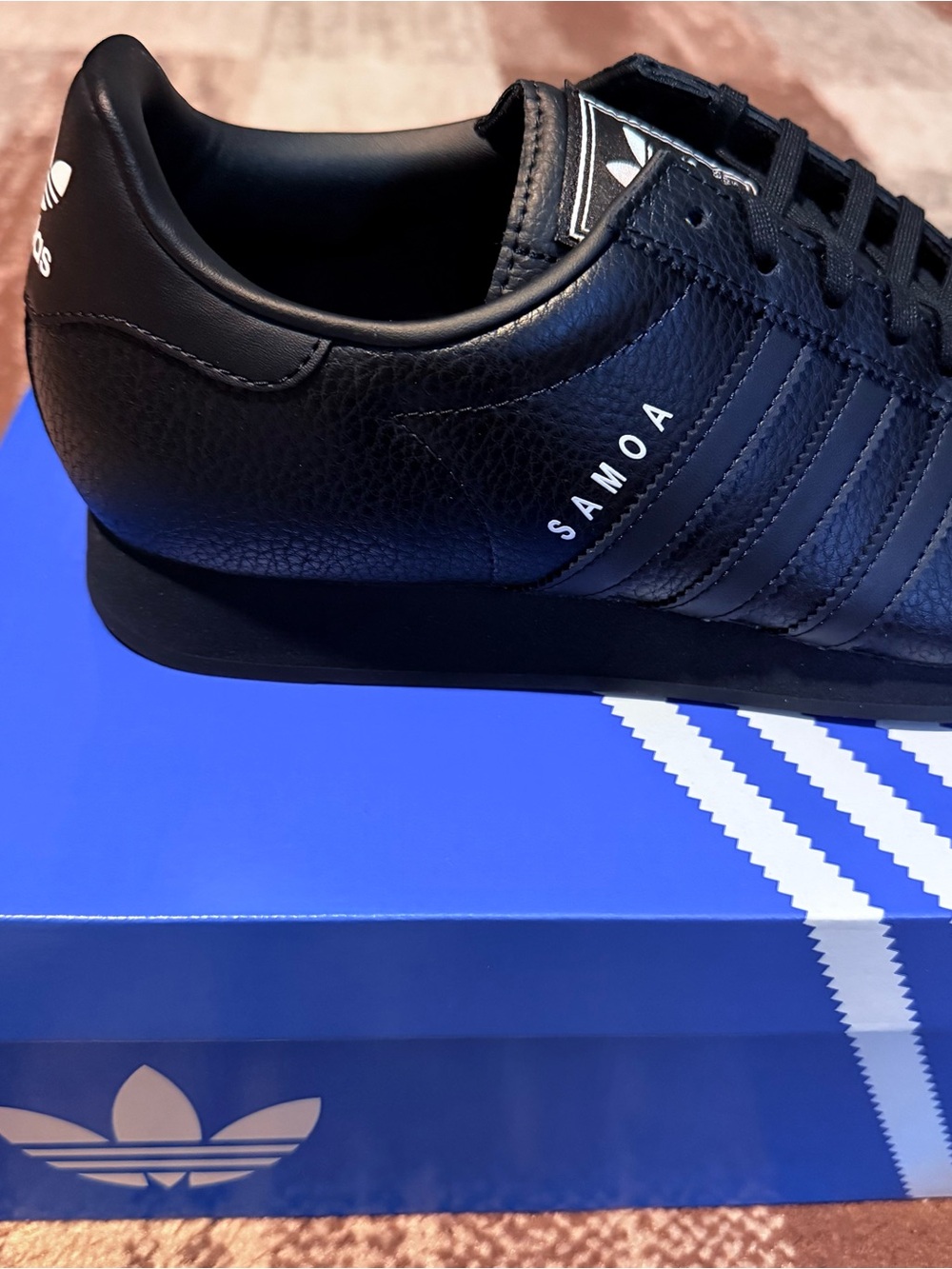 adidas Samoa Men's Black Leather Sneakers - Picture 3 of 9